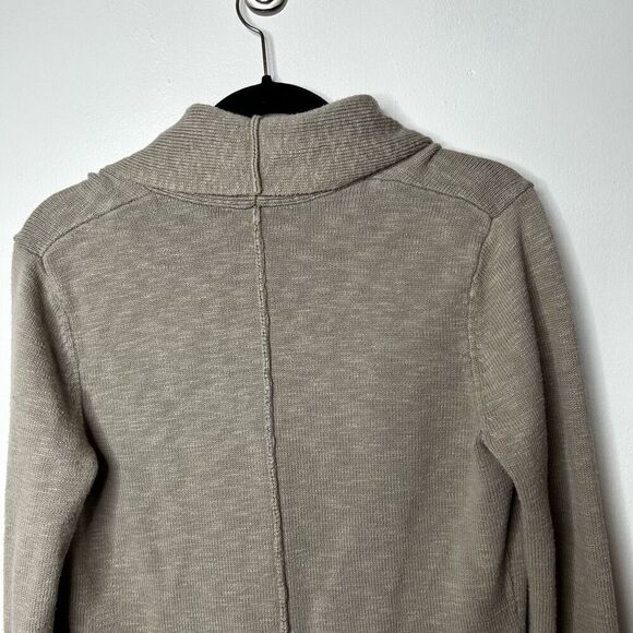 James Perse Tan One Button Cardigan Size 4 XL Oatmeal Preppy Cotton Linen - Picture 11 of 12